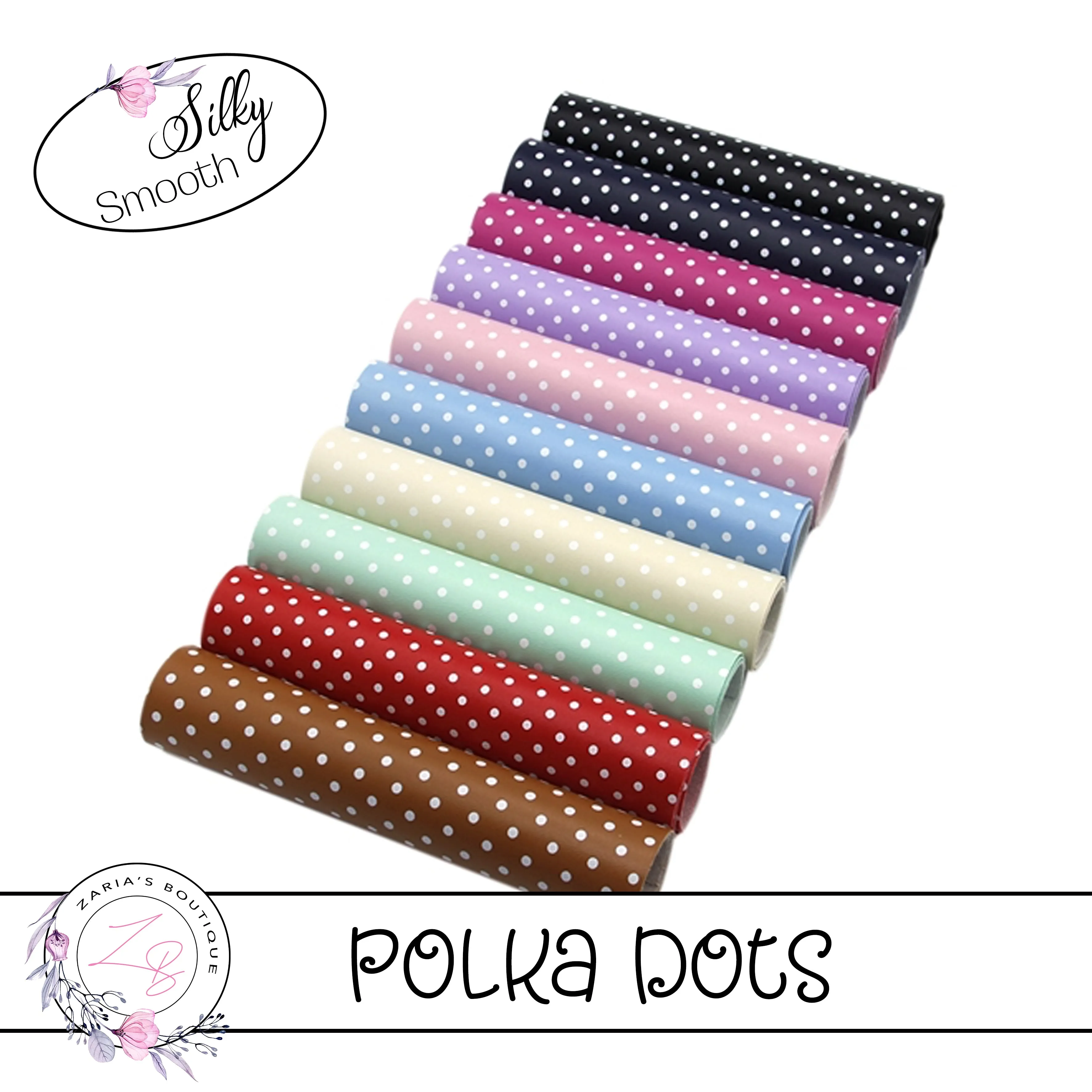 ⋅ Burgundy & White Polka Dots ⋅ Smooth Vegan Faux Leather