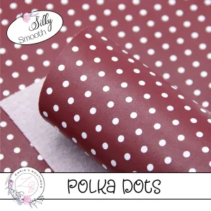 ⋅ Burgundy & White Polka Dots ⋅ Smooth Vegan Faux Leather