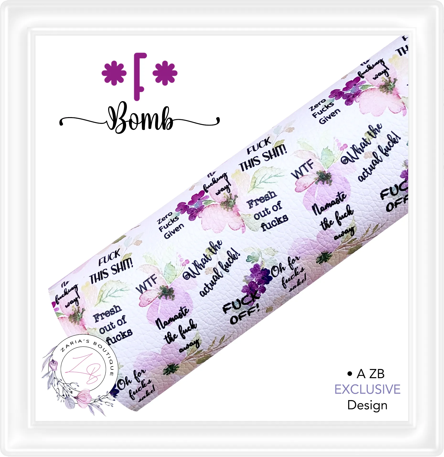 ⋅ F Bomb Pastel Floral ⋅ Custom Luxe Vegan Faux Leather ⋅ Sheets or Rolls! ⋅