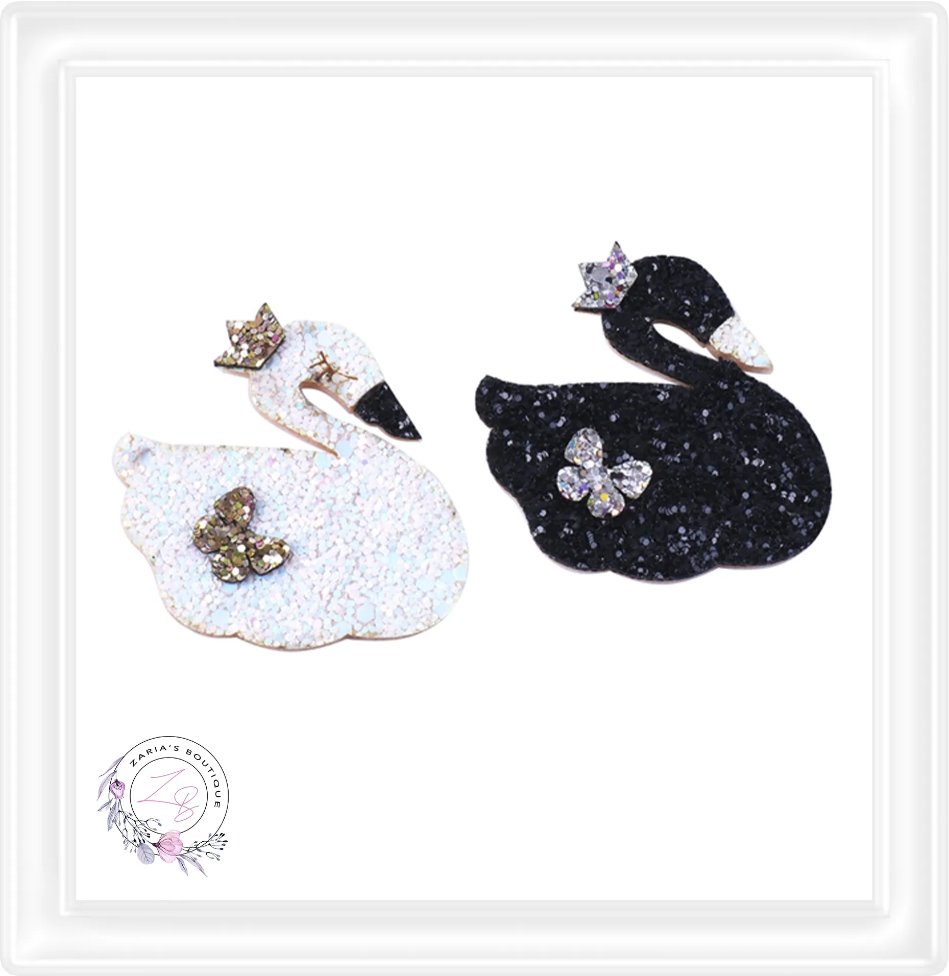 ⋅ Floral Peach Swans ⋅ Premium Vegan Faux Leather & Glitter Bundle