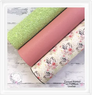 ⋅ Floral Peach Swans ⋅ Premium Vegan Faux Leather & Glitter Bundle