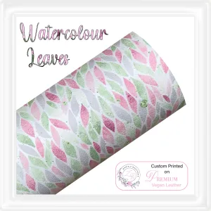 ⋅ Watercolour Leaves ⋅ Custom Printed Premium Vegan Faux Leather ⋅ 
