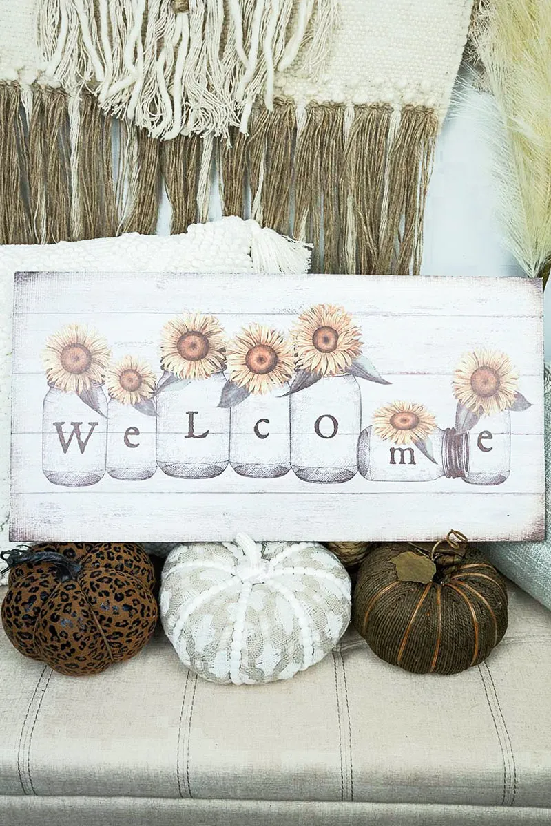 12 x 23.75 Sunflower 'Welcome' Light Up Wall Art