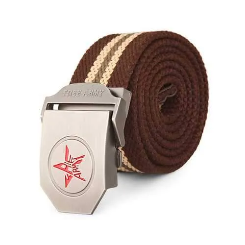 120CM Men Canvas Belt Pentastar Thickening Alloy Buckle Pants Strip