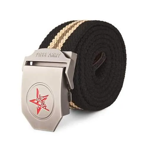 120CM Men Canvas Belt Pentastar Thickening Alloy Buckle Pants Strip