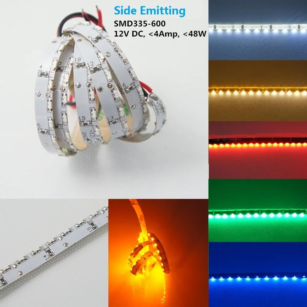 12V DC SMD335-600 High Density Side View Flexible LED Strips 120 LEDs Per Meter 8mm Wide LED Tape Light