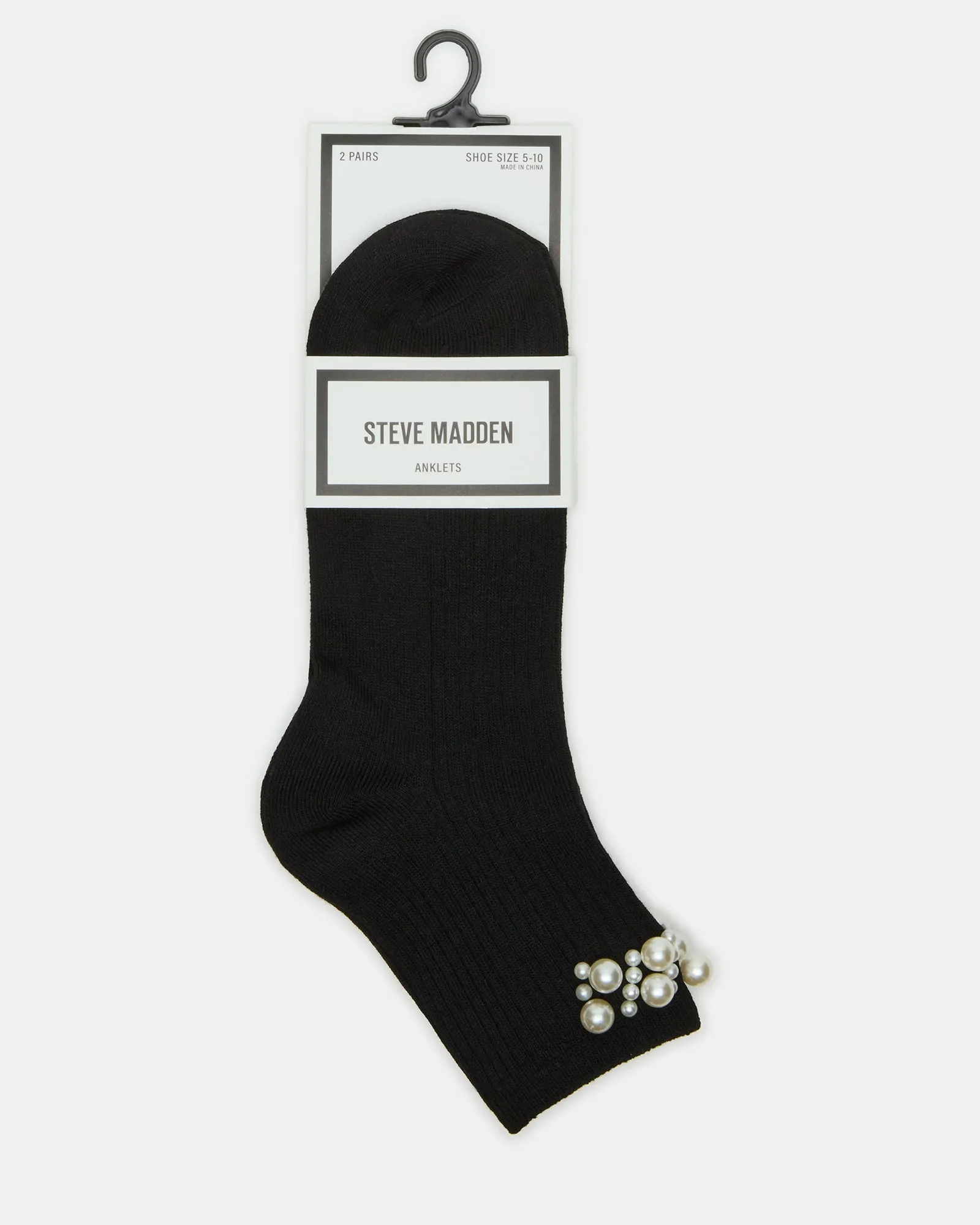 2 PACK PEARL ANKLET SOCKS BLACK MULTI