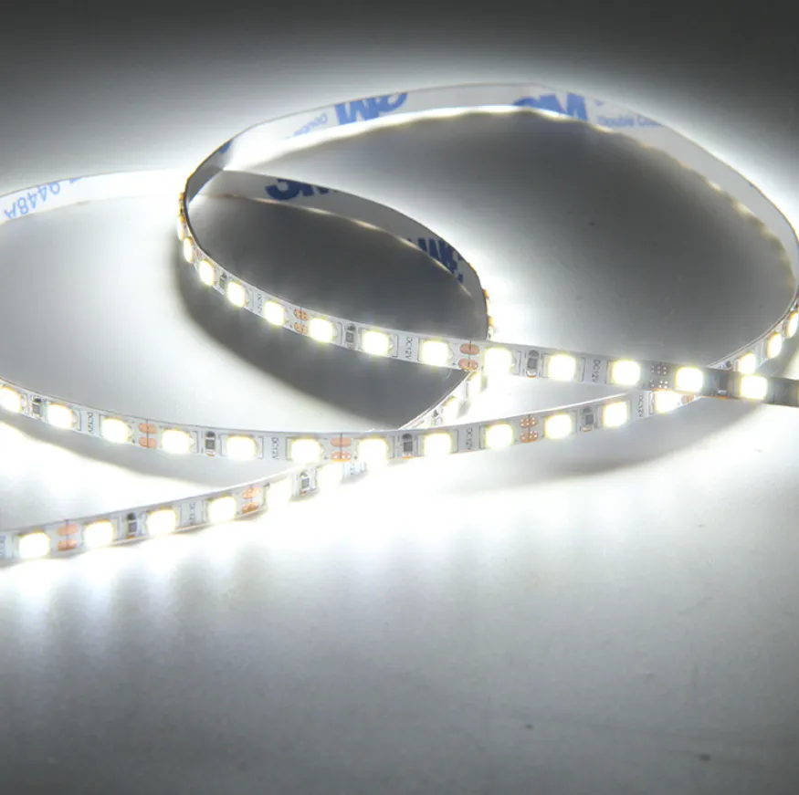 4mm Wide Super Slim DC 12V Dimmable SMD2835-600 Flexible LED Strips 10Watt/Meter 1000LM/M 120 LEDs Per Meter White FPCB Background  LED Tape Light