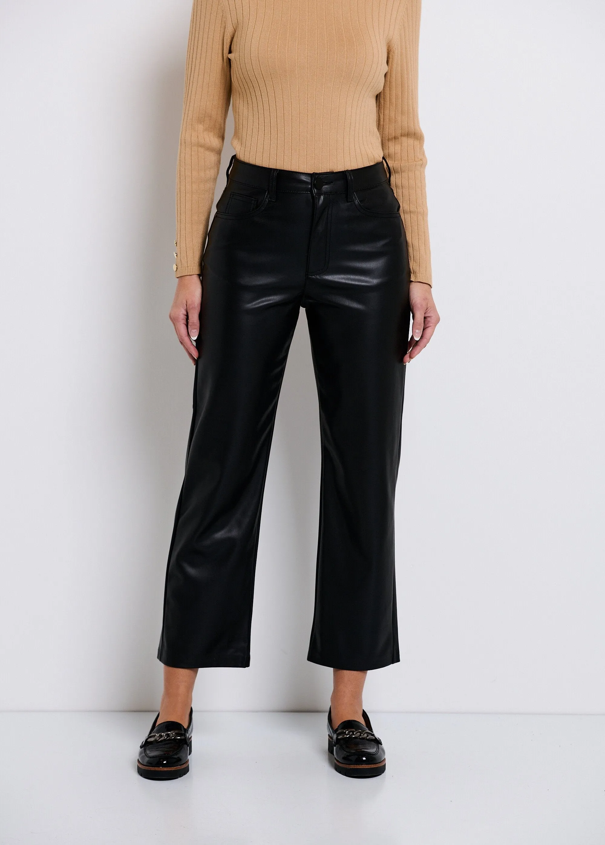 5 pocket 7/8 faux leather pants