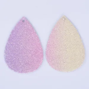 56*38*2mm Multicolor Faux Leather Dangle Charms Pendants PU Leather Glitter Sequined Teardrop charm Great for Light Earrings 4pcs