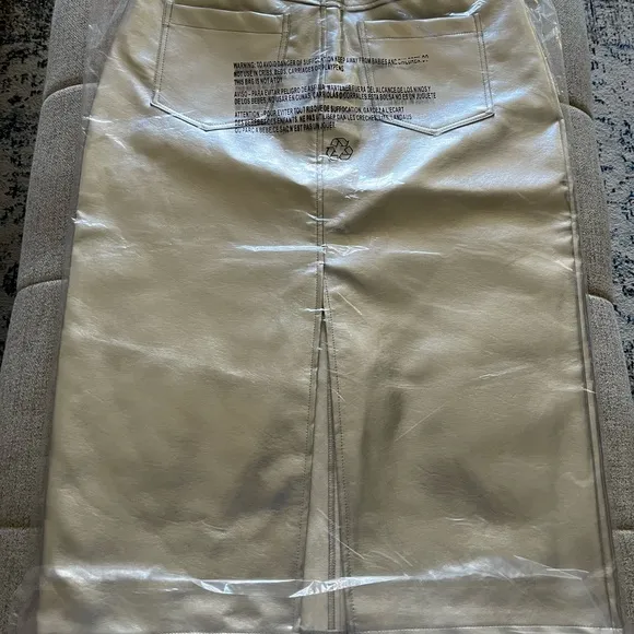 7 for all mankind metallic faux leather midi skirt