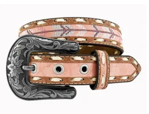 9715300 Roper Girl's Belt 1.1/4 PU leather Embroidered Arrows Pink