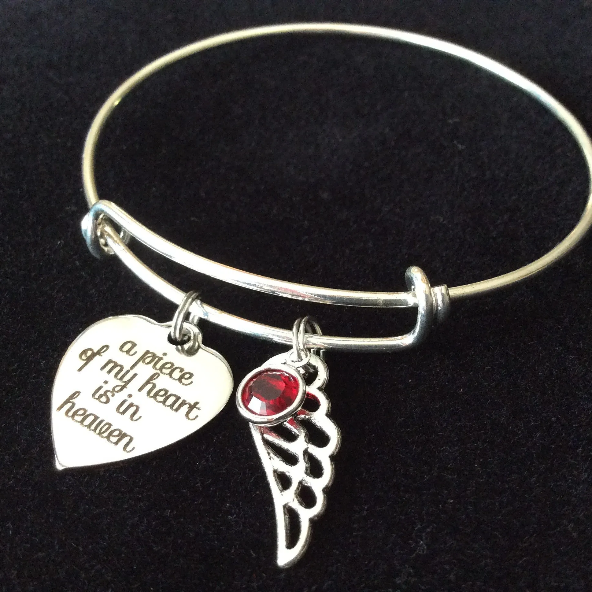 A Piece of My Heart is in Heaven Expandable Charm Bracelet Adjustable Wire Bangle