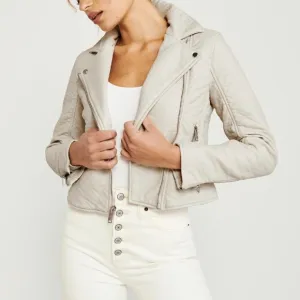 Abercrombie &amp; Fitch Cream Moto Jacket