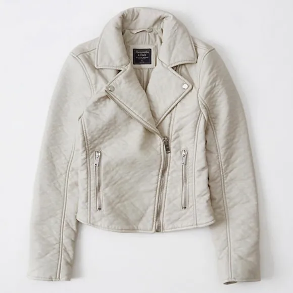 Abercrombie &amp; Fitch Cream Moto Jacket