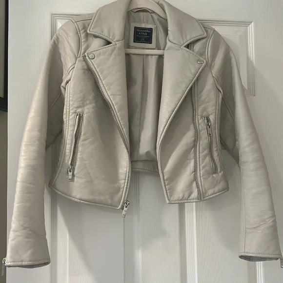 Abercrombie &amp; Fitch Cream Moto Jacket
