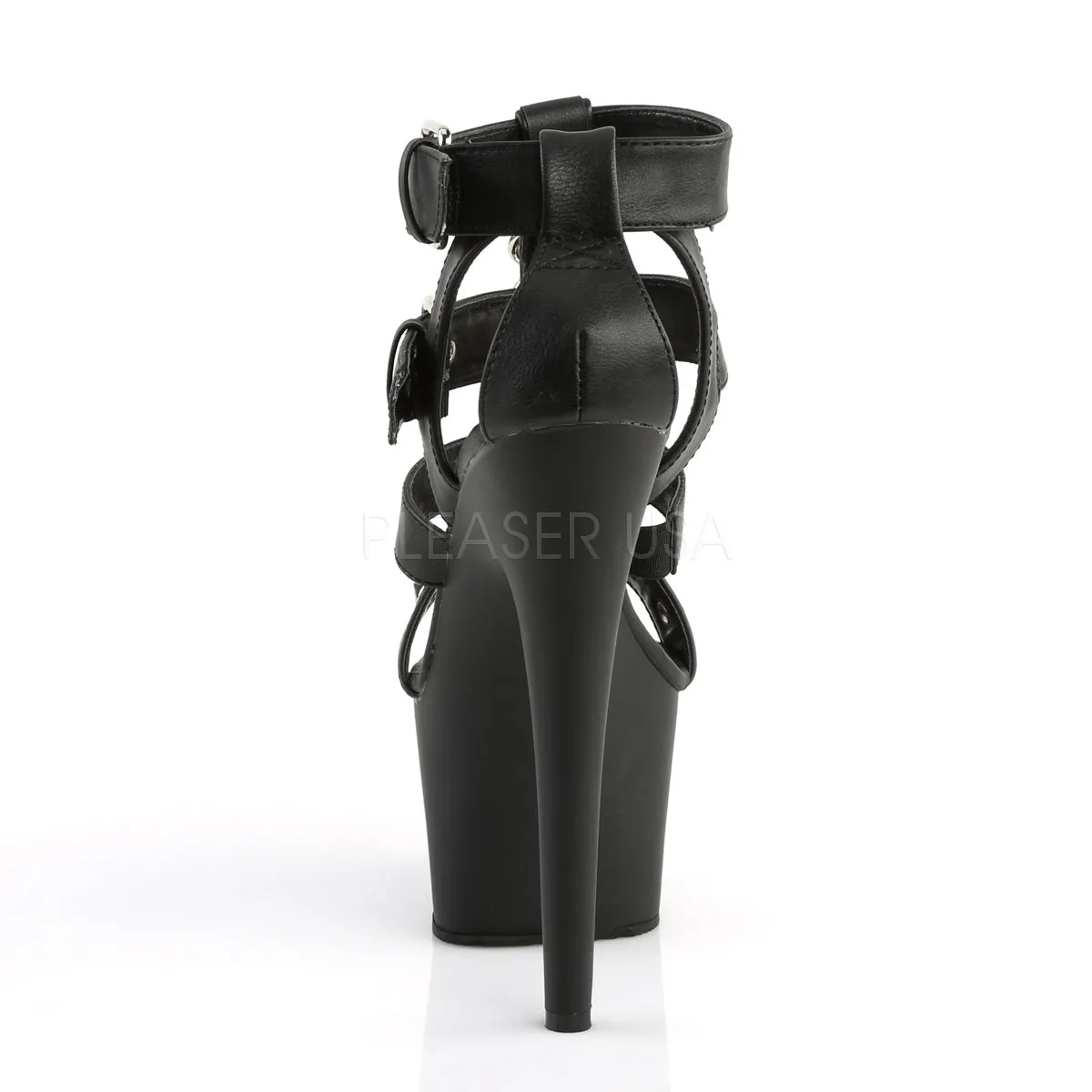 ADORE-758  Black Faux Leather/Black Matte