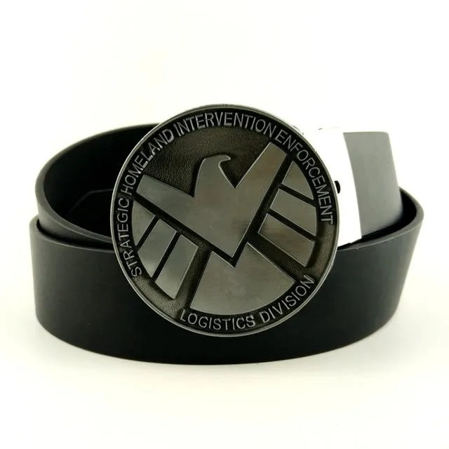 Agents of  S.H.I.E.L.D. Shield Avengers Cowboys Cowgirls Western Metal Round Belt Buckle Texas Mens Pu Leather Belts For Jeans