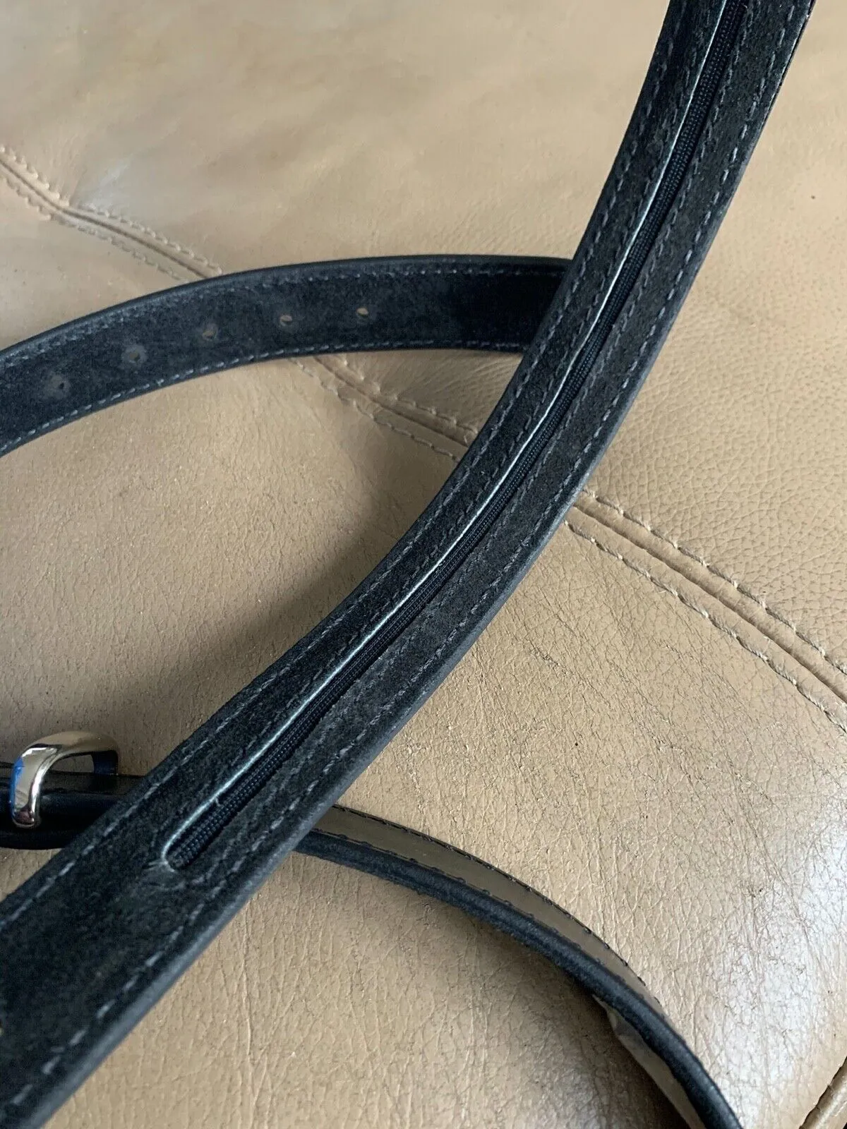Aker Black Leather Pistol Police Belt - Varied Sizes - Hidden Coin Compartment