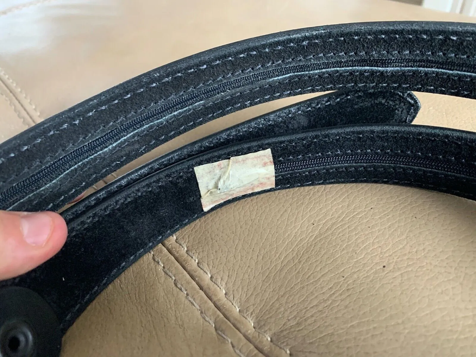 Aker Black Leather Pistol Police Belt - Varied Sizes - Hidden Coin Compartment
