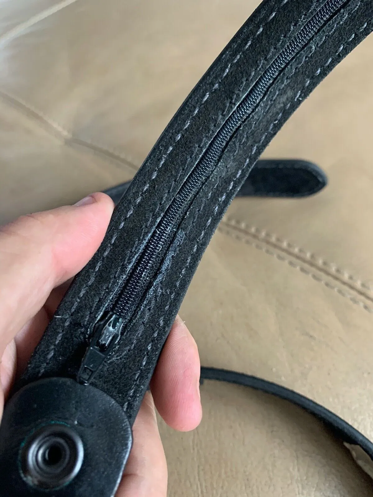 Aker Black Leather Pistol Police Belt - Varied Sizes - Hidden Coin Compartment