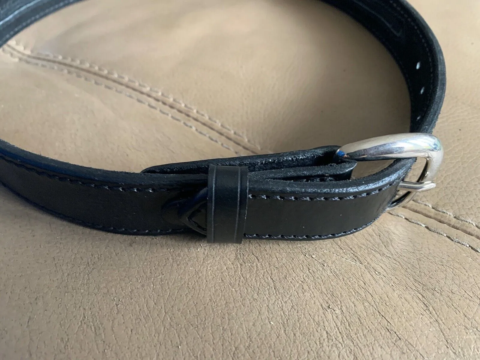 Aker Black Leather Pistol Police Belt - Varied Sizes - Hidden Coin Compartment
