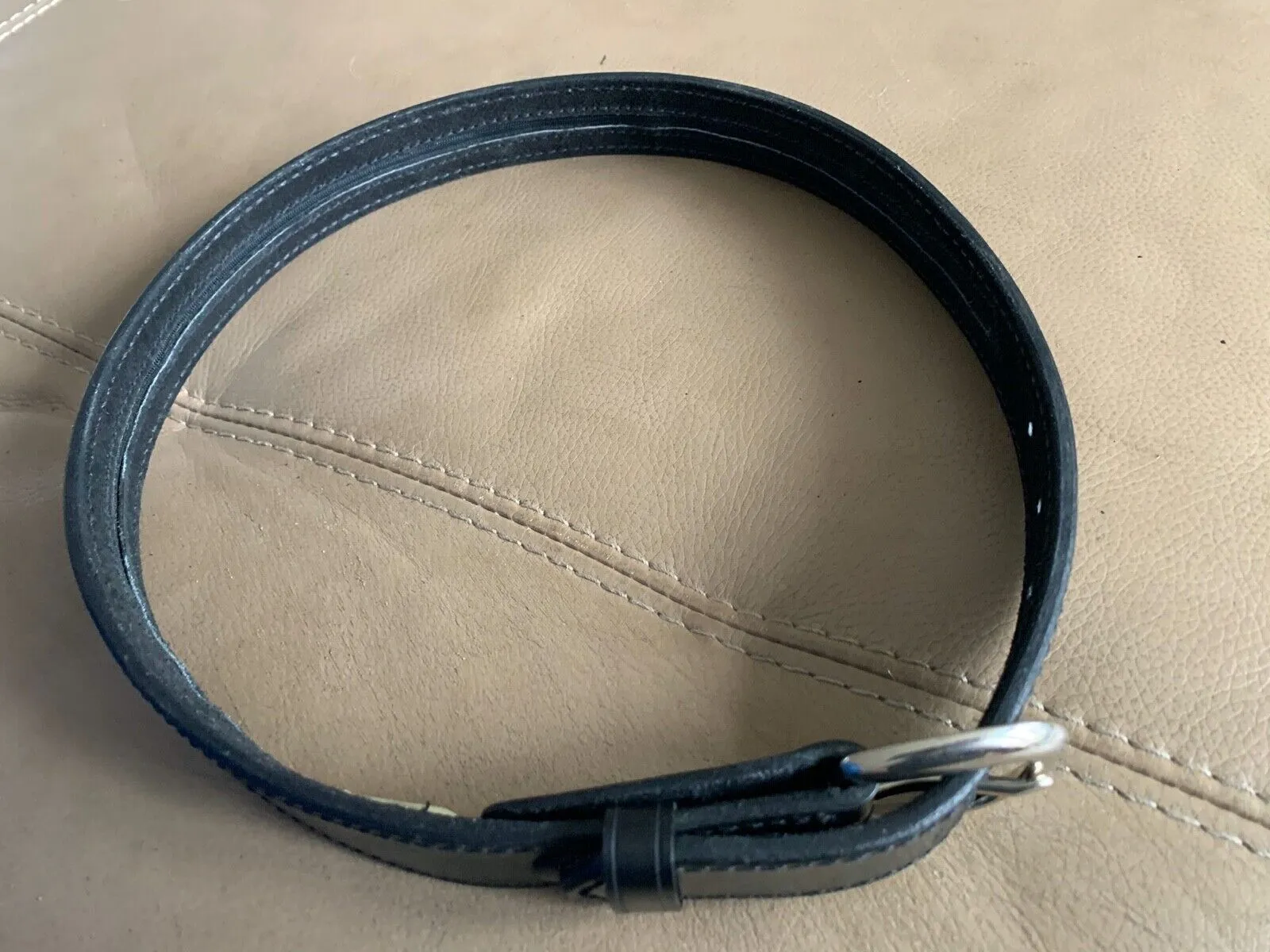 Aker Black Leather Pistol Police Belt - Varied Sizes - Hidden Coin Compartment