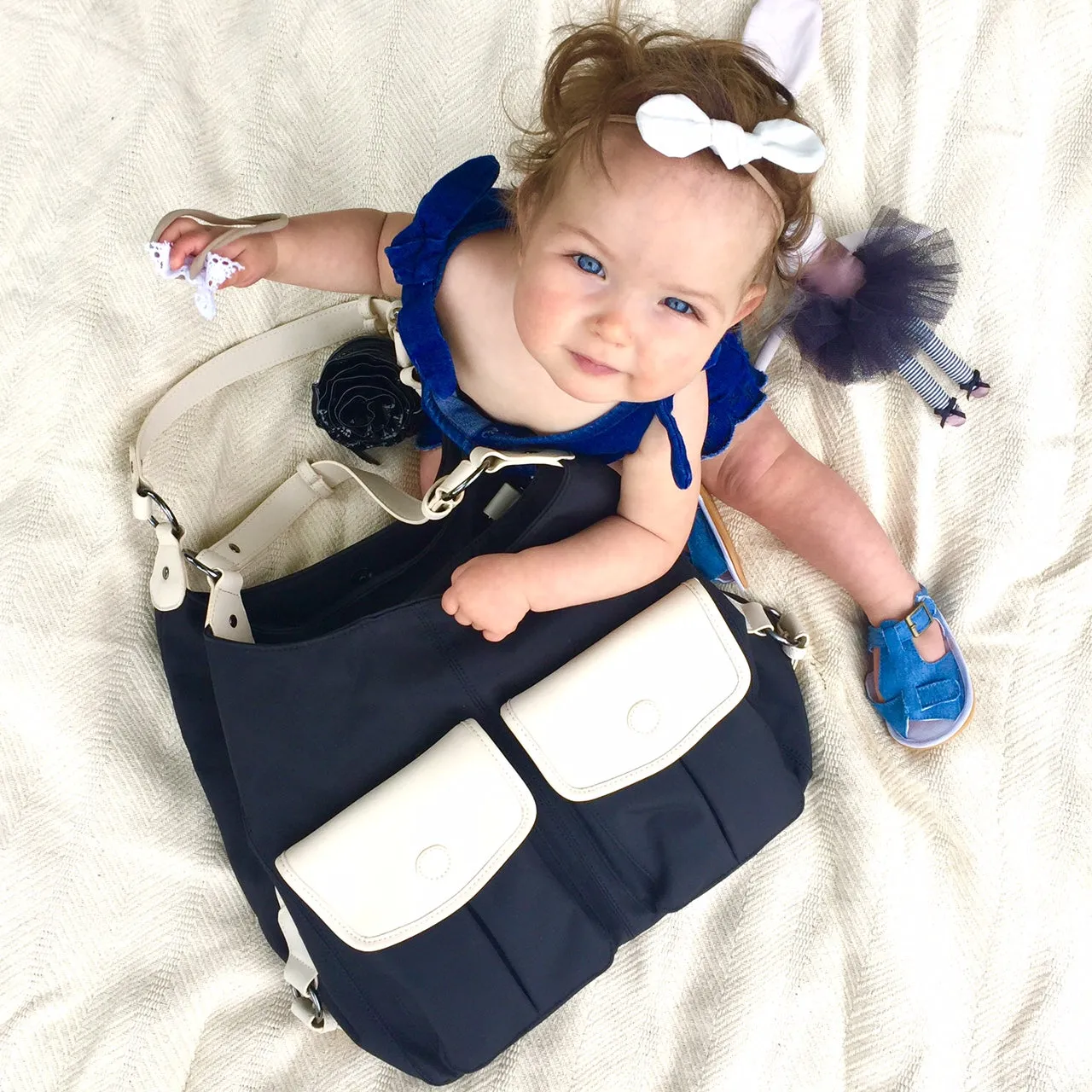 'Alice' Shoulder Bag Black and Cream