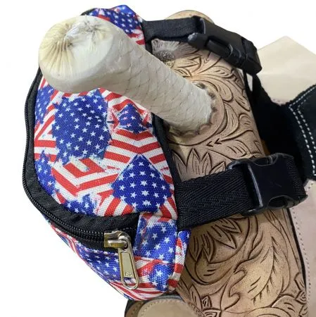 American Flag Print Insulated Nylon Saddle Pouch