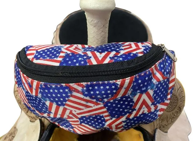 American Flag Print Insulated Nylon Saddle Pouch