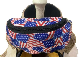 American Flag Print Insulated Nylon Saddle Pouch