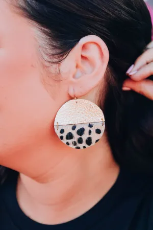 Another Dimension Leather Earrings - Gold x Cheetah