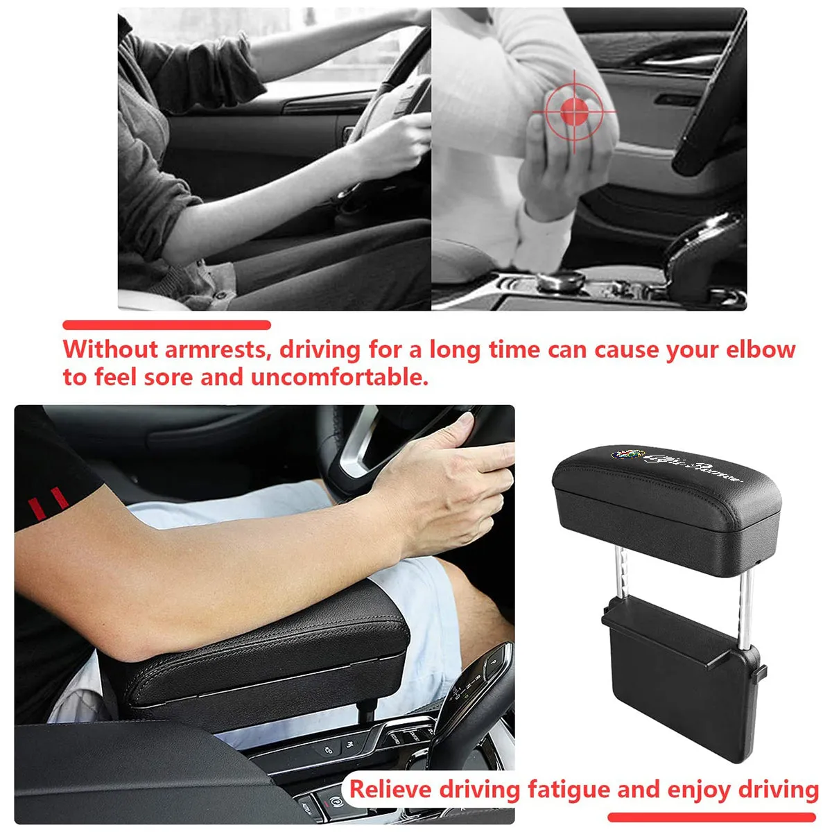 Armrest Box Protector for Center Console, Custom Fit For Your Cars, Armrest Extender General Motors Elbow & Forearm Wrist Rest Support Adjustable Height Comfort Pads