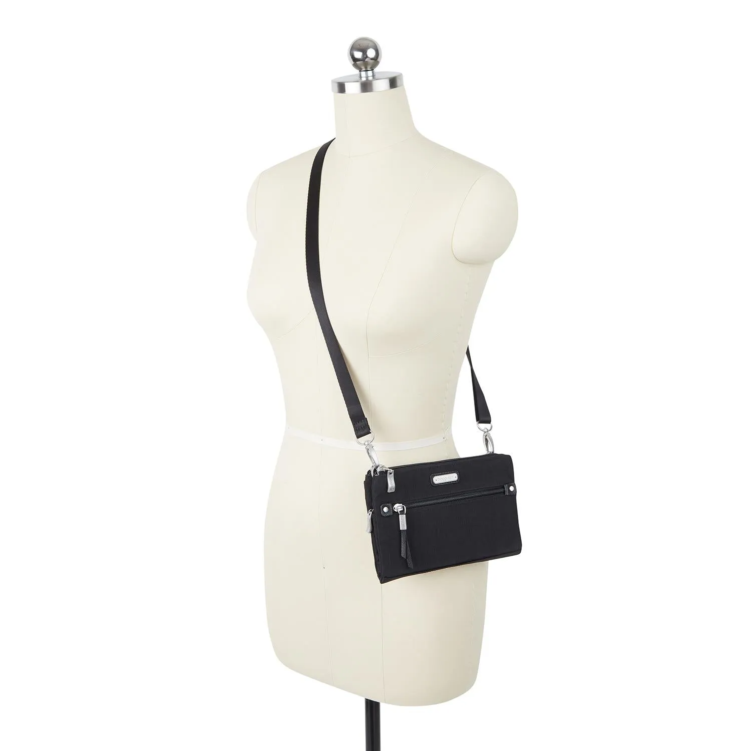 Baggallini Subway Small Crossbody Bag Onyx Floral Nylon