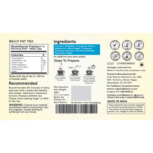 Belly Fat Tea - Reduce Belly Fat Naturally - For Both Men & Women - Tummy Fat Tea for both Men and Women