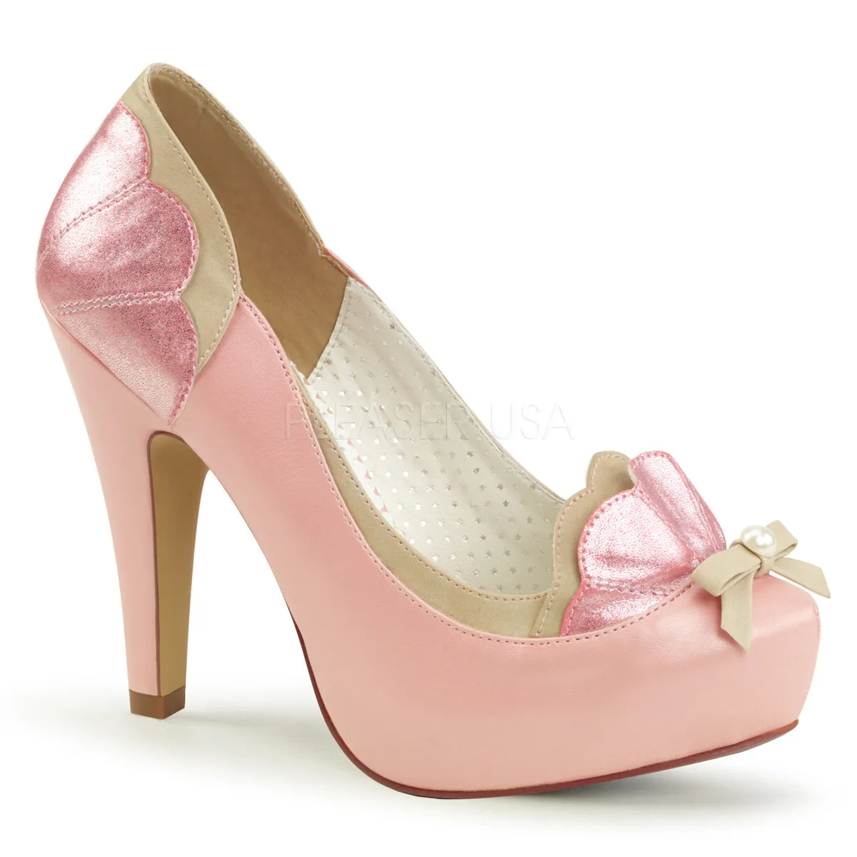 BETTIE-20  Baby Pink-Tan Faux Leather