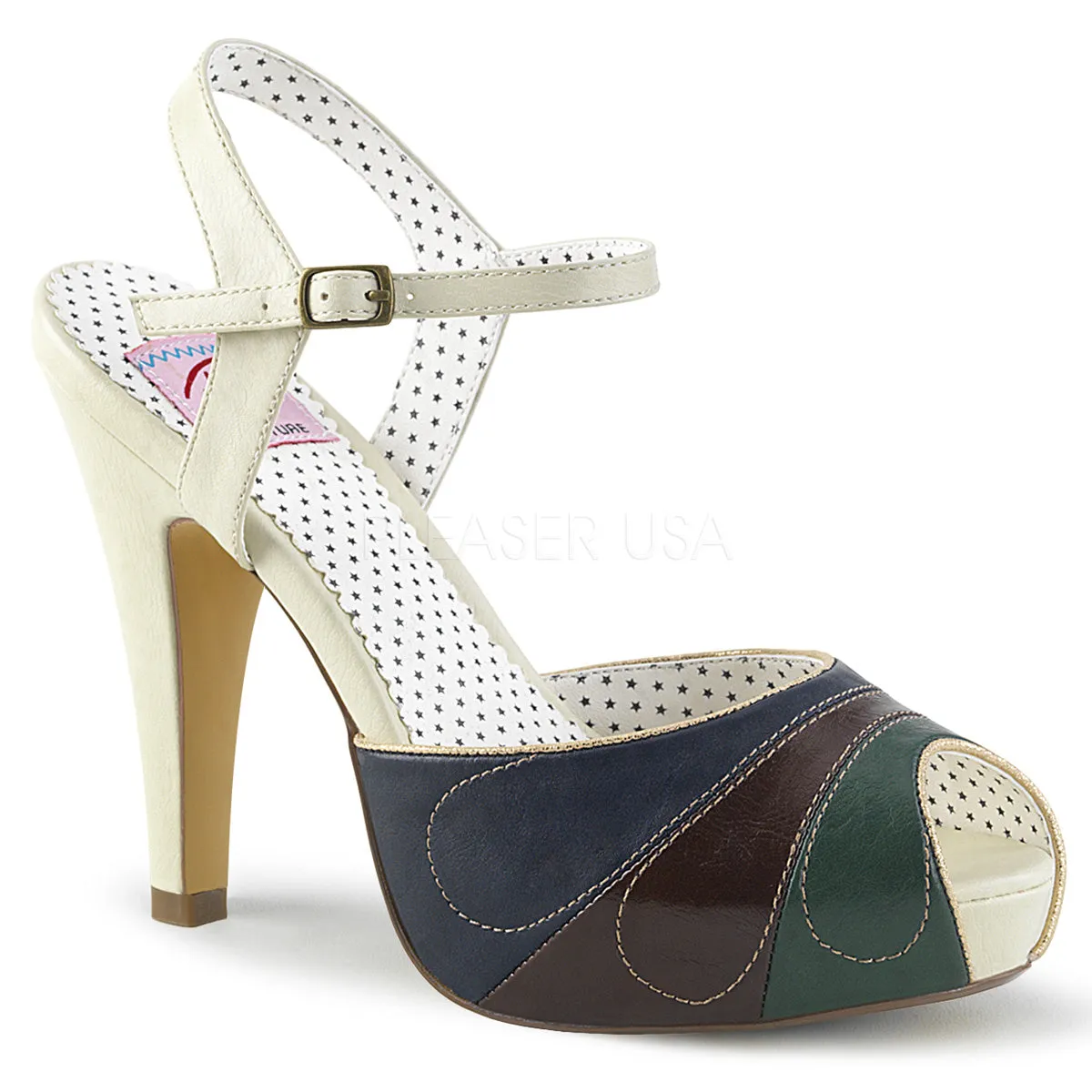 BETTIE-27  Cream Multi Faux Leather
