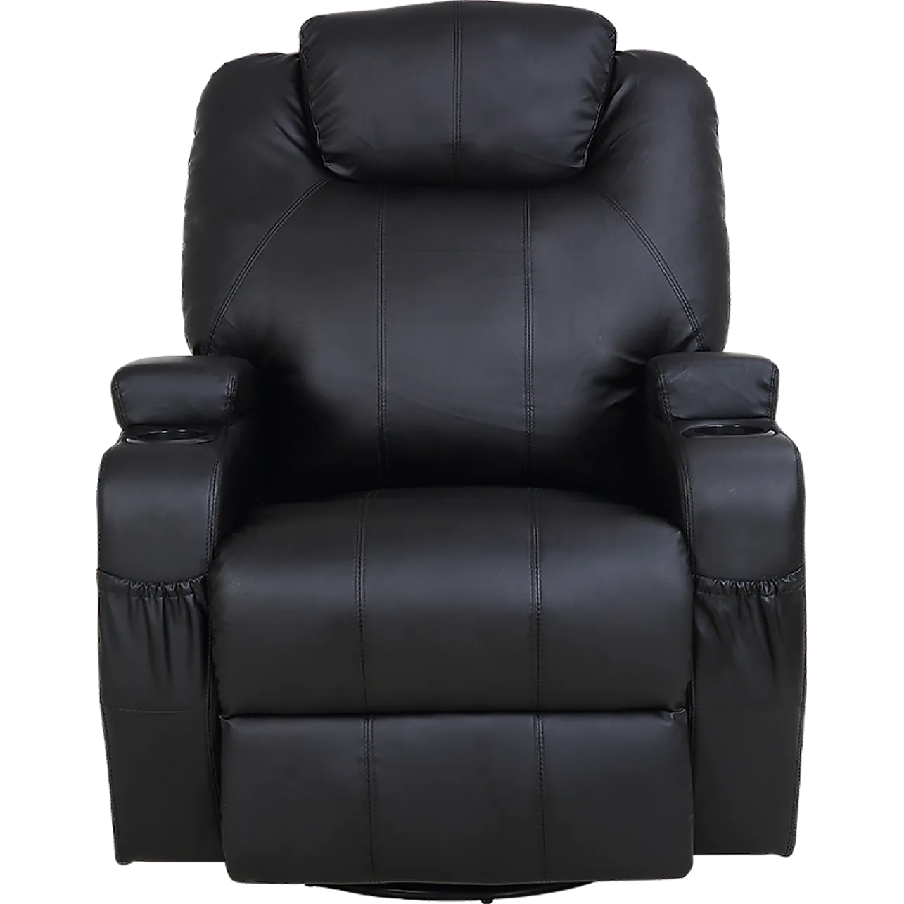 Black Massage Sofa Chair Recliner 360 Degree Swivel PU Leather Lounge 8 Point Heated