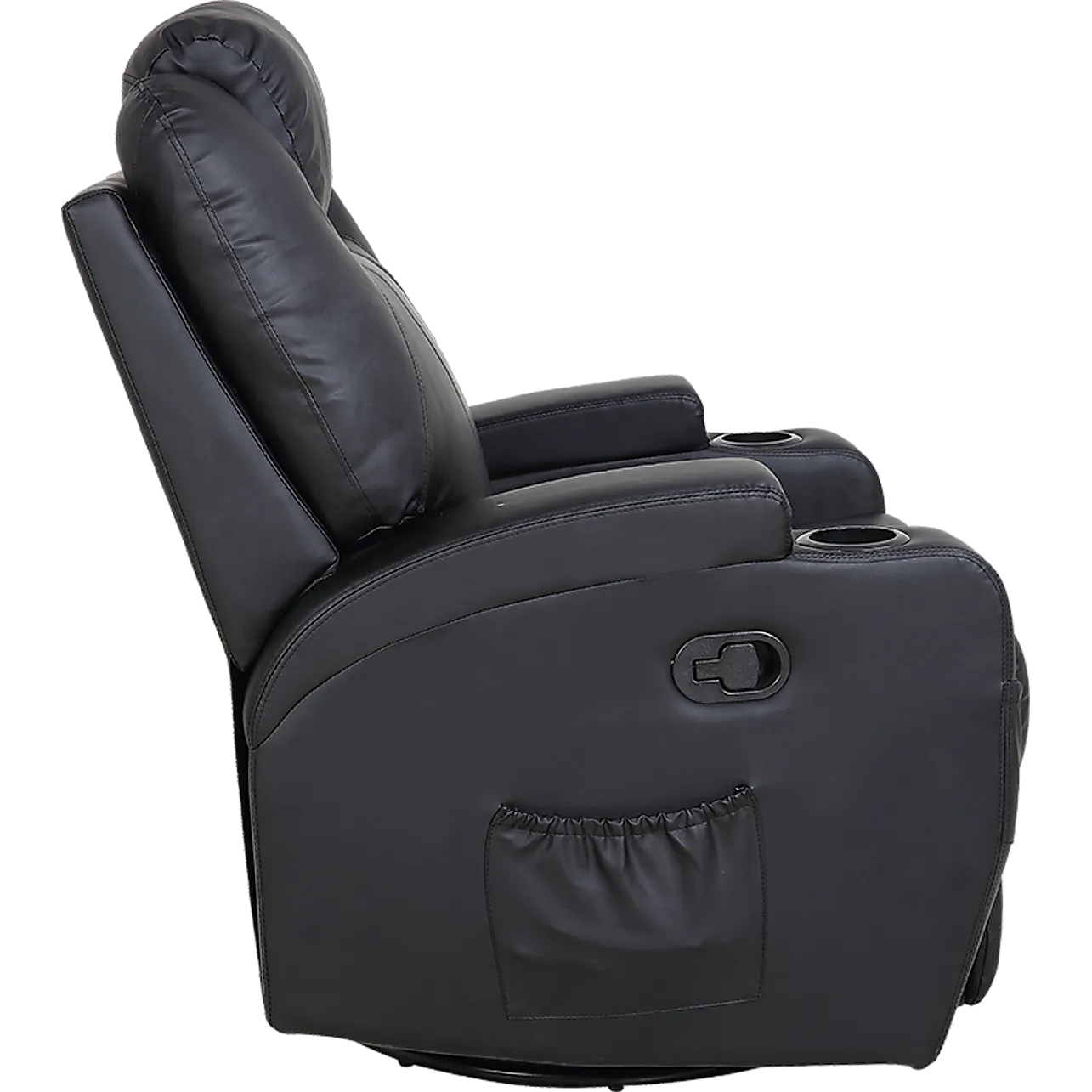 Black Massage Sofa Chair Recliner 360 Degree Swivel PU Leather Lounge 8 Point Heated