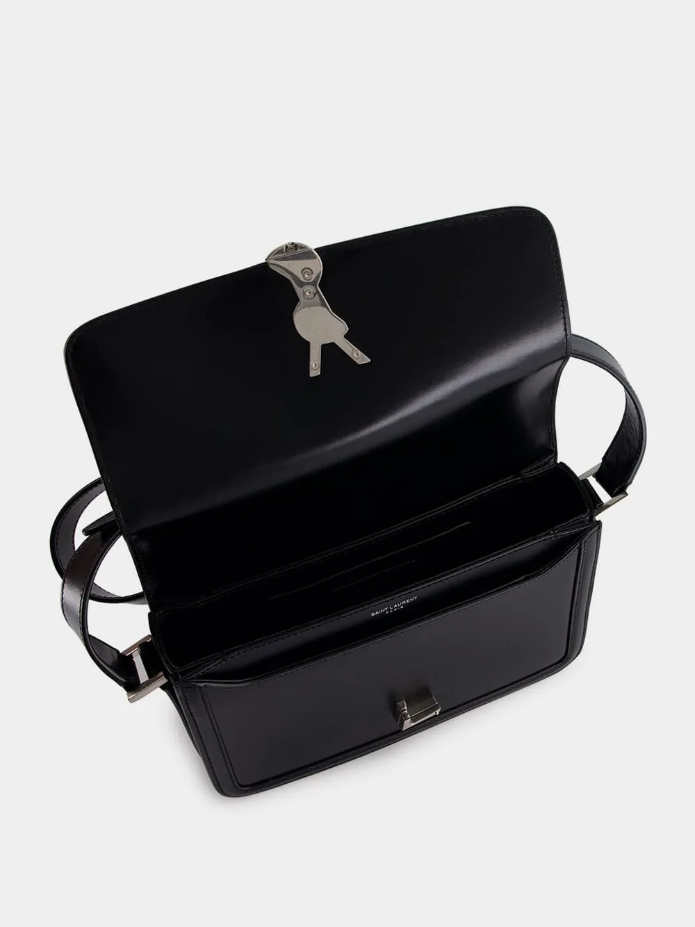 Black Solferino Medium Satchel in Smooth Leather