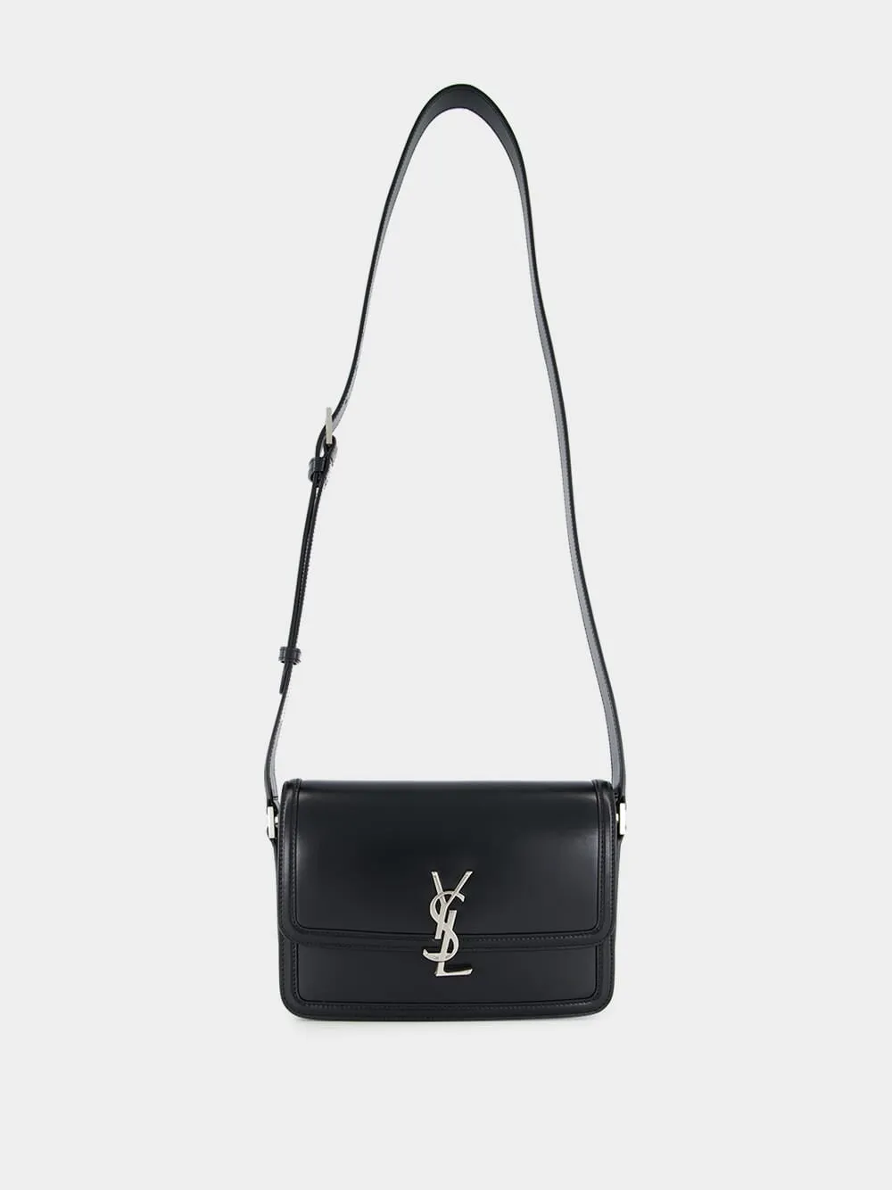 Black Solferino Medium Satchel in Smooth Leather