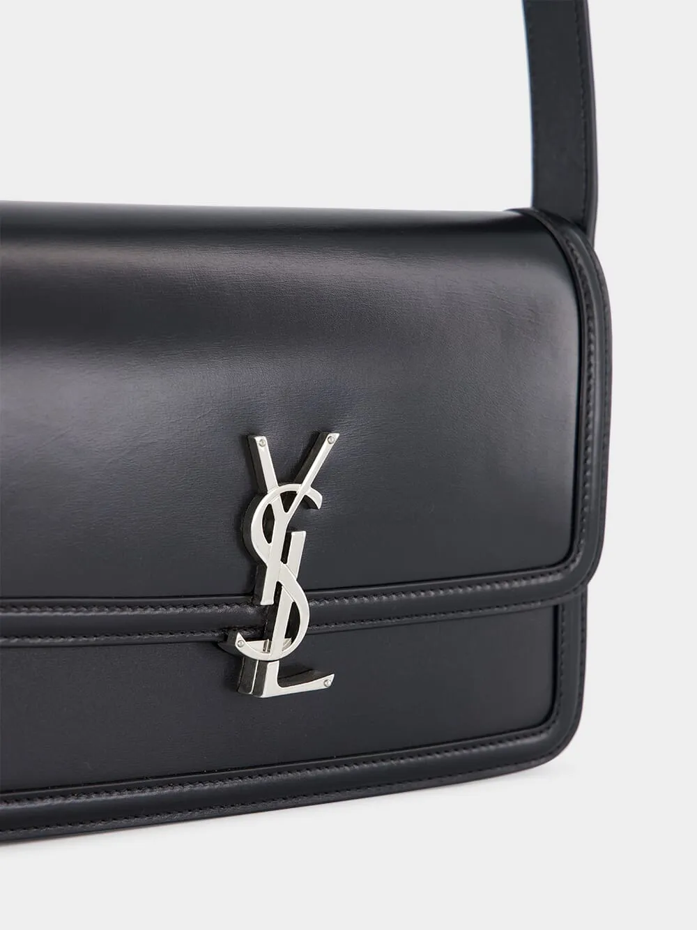 Black Solferino Medium Satchel in Smooth Leather