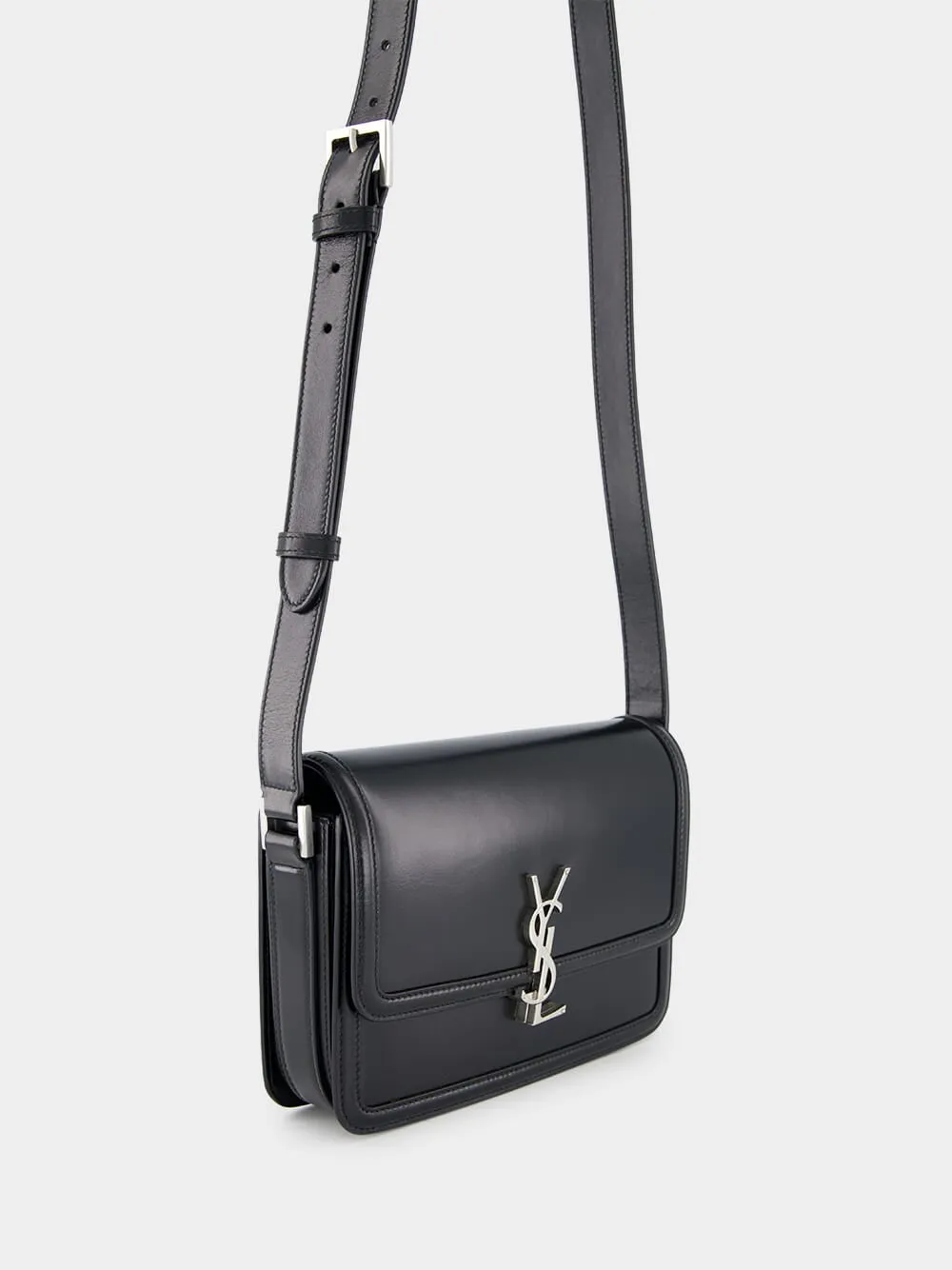 Black Solferino Medium Satchel in Smooth Leather