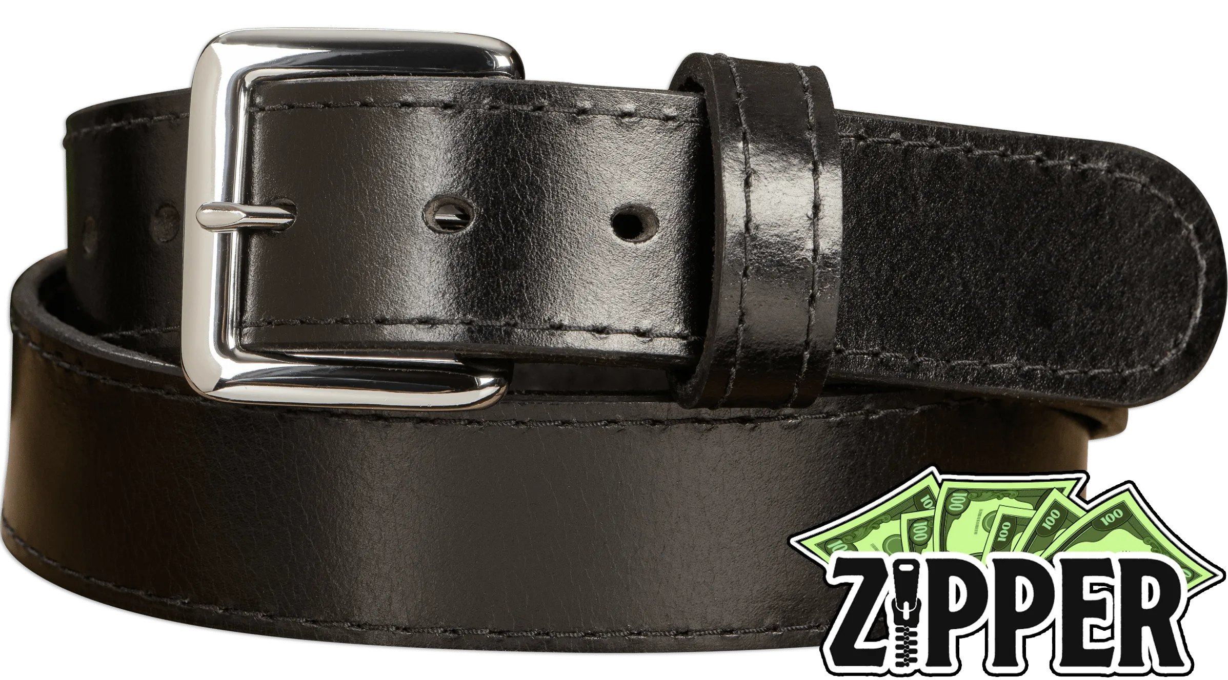 Black Water Buffalo Money Belt With 25" Zipper