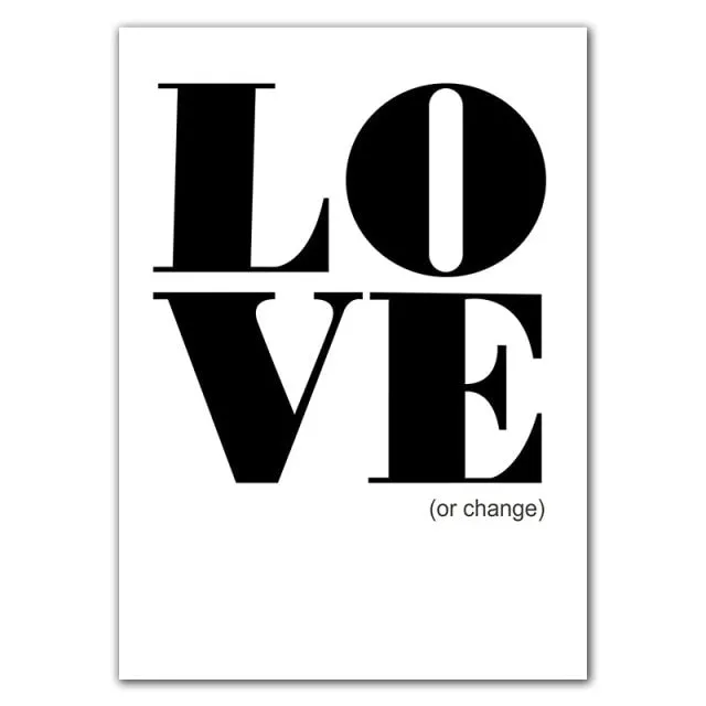 Black White Love Smile Quote Motivational Wall Art
