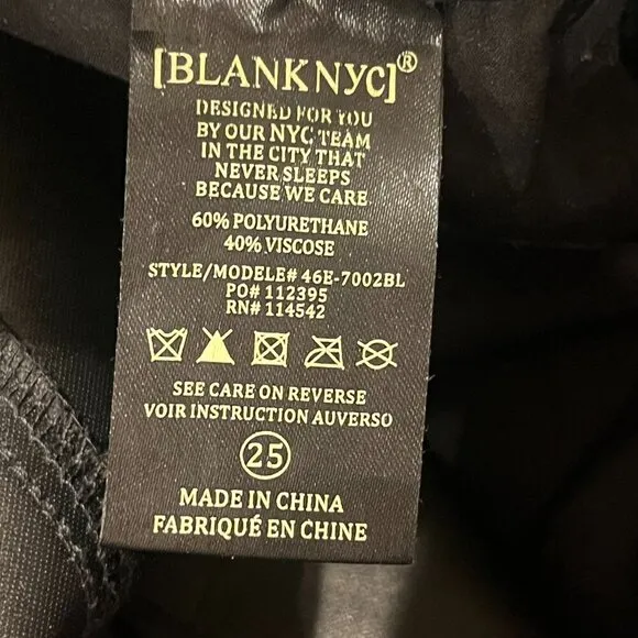 BLANK NYC Women's Black Faux Leather The Great Jones High Rise Skinny Jeans NEW