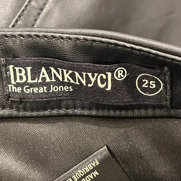 BLANK NYC Women's Black Faux Leather The Great Jones High Rise Skinny Jeans NEW