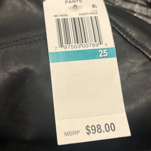 BLANK NYC Women's Black Faux Leather The Great Jones High Rise Skinny Jeans NEW