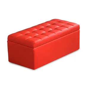Blanket Box Storage Ottoman PU Leather Fabric Chest Toy Clothes Foot Stool Bed