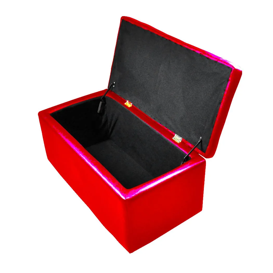 Blanket Box Storage Ottoman PU Leather Fabric Chest Toy Clothes Foot Stool Bed